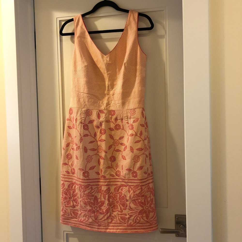 Kay Unger pink and cream sundress